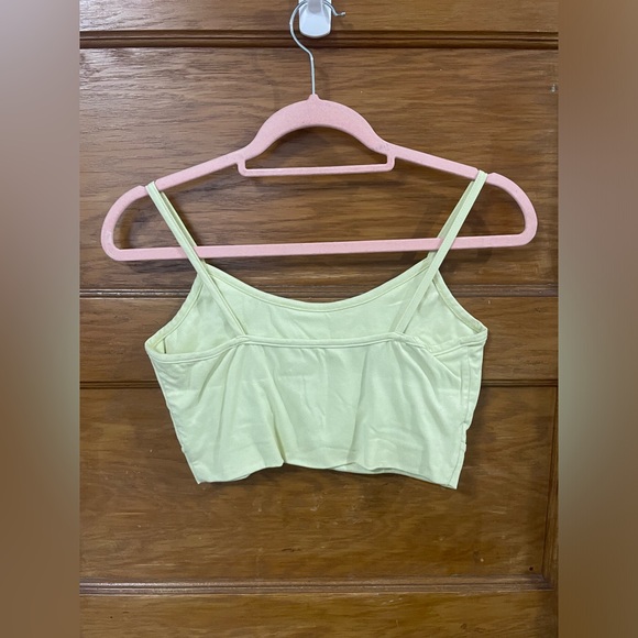 Pomelo Project Light Greenish Butter Yellow Cut Out Crop Top - Picture 3 of 6
